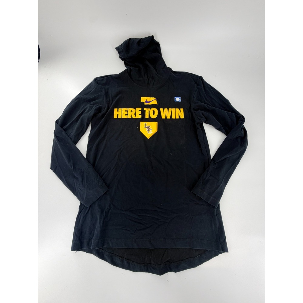 Nike LSU Tigers Baseball Dri-Fit CWS Here To Win Lightweight Hooded Shirt Size M